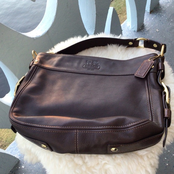 Coach Zoe Full Grain Cowhide Leather Hobo Deep Chocolate Brown Brass Hardware - Picture 2 of 14